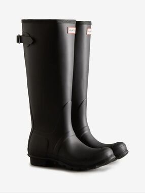 Hunter Black Rain Boots with Side Buckle Detail